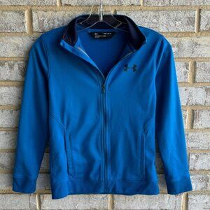 Under Armour Teal Blue Loose Fit Full Zip Polyester Jacket Boy's Size M.
